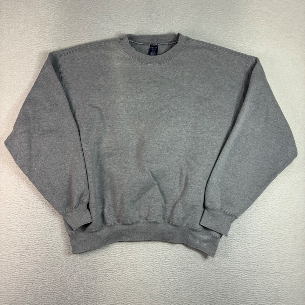 Vintage Lands End Crewneck Sweatshirt Women XL Gray Boxy Pullover 90s Made USA